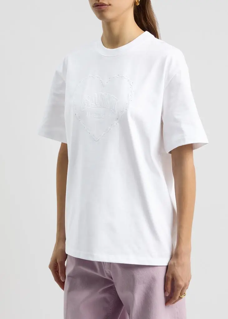 Ganni Logo-embroidered cotton T-shirt 2