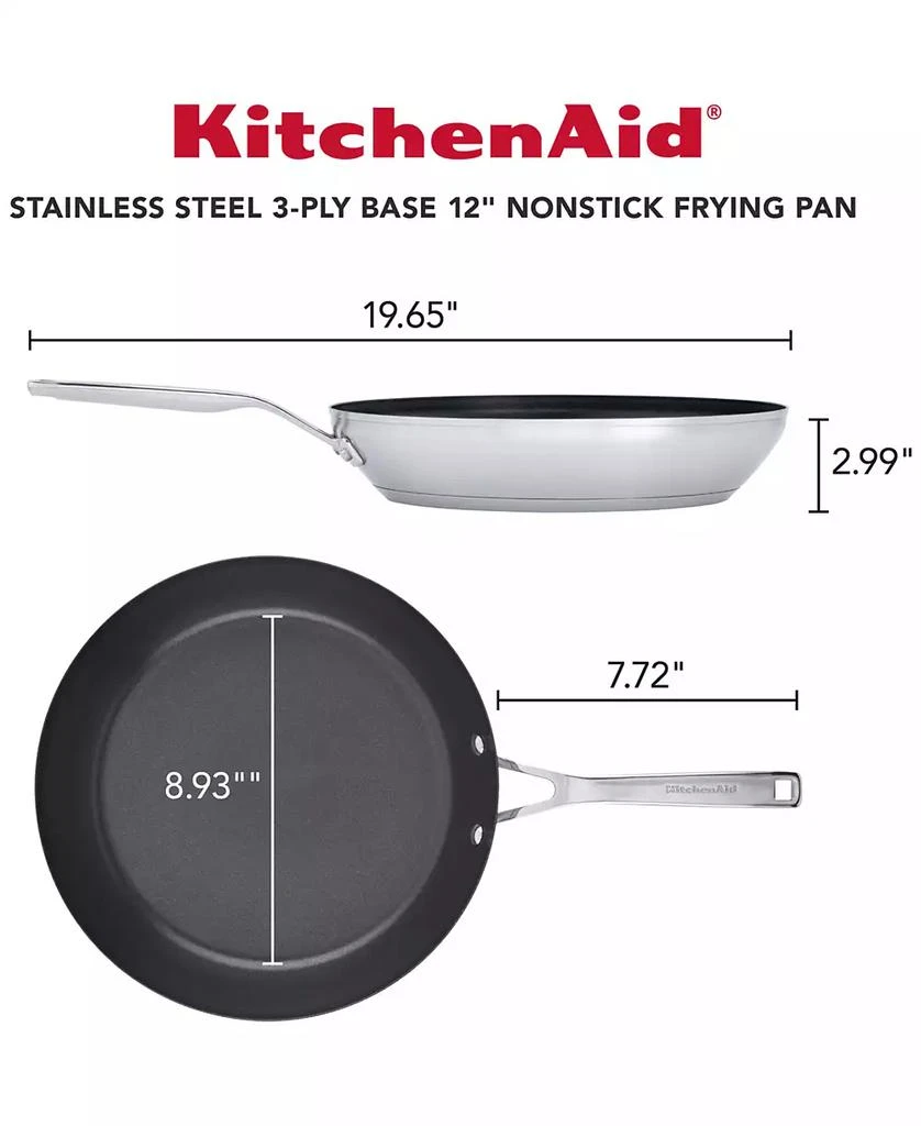 KitchenAid 3-Ply Base Stainless Steel 12" Nonstick Induction Frying Pan 6