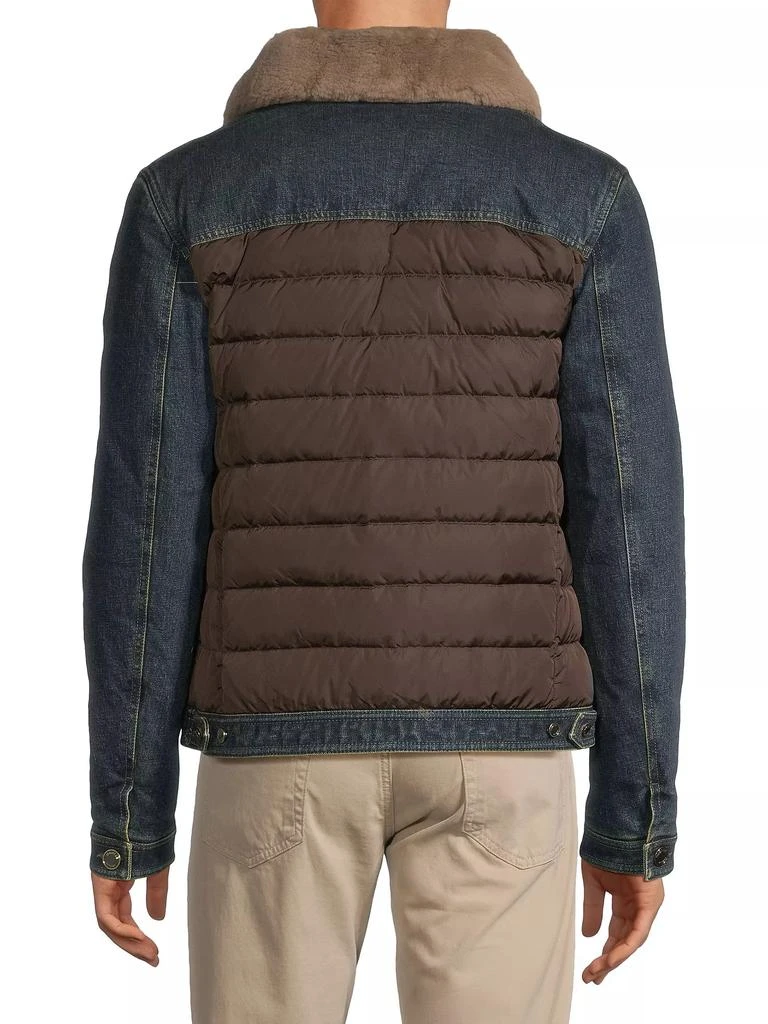 Moorer Shearling-Trimmed Denim Jacket 5