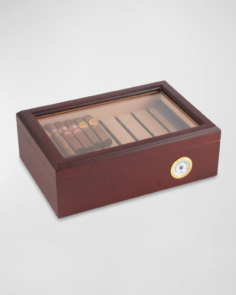 Bey-Berk Havana Wood 75-Cigar Humidor with Hygrometer