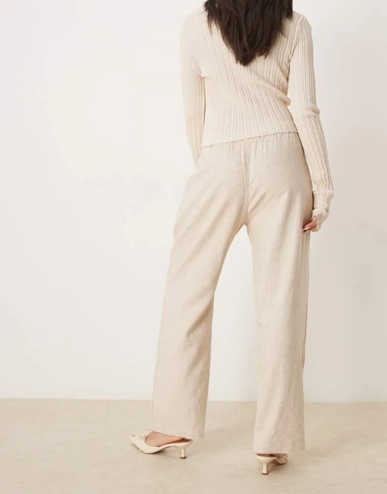 Abercrombie & Fitch Abercrombie & Fitch pull on linen blend straight leg trouser in beige 3