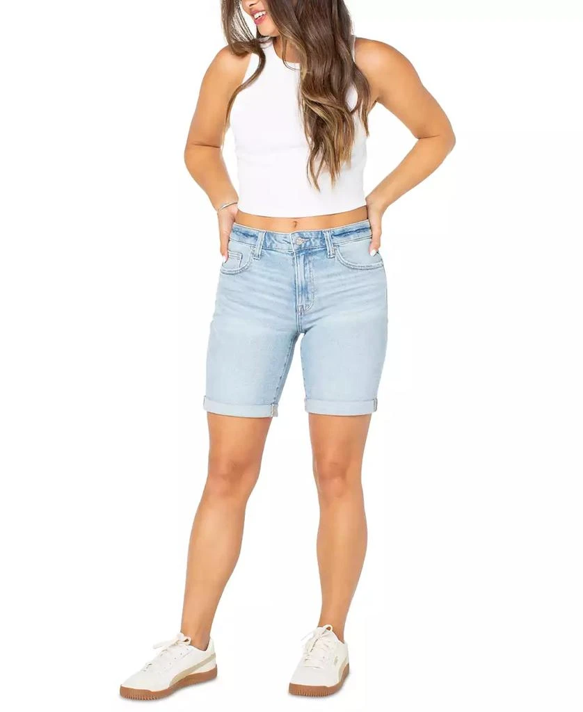 Celebrity Pink Juniors' Cuffed Hem Bermuda Denim Shorts 5