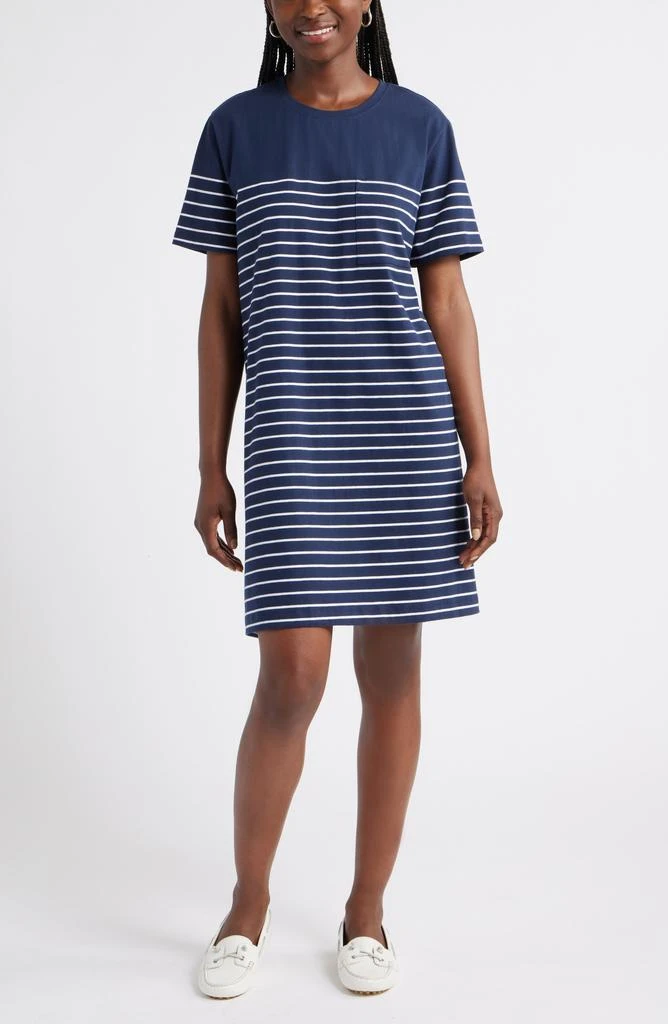 Caslon Patch Pocket Stripe T-Shirt Dress