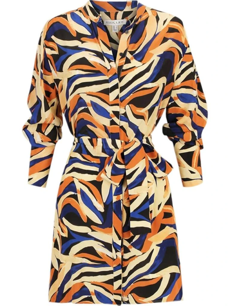 Shona Joy Shona Joy - PALMA SILK COLLARLESS SHIRT MINI DRESS 4