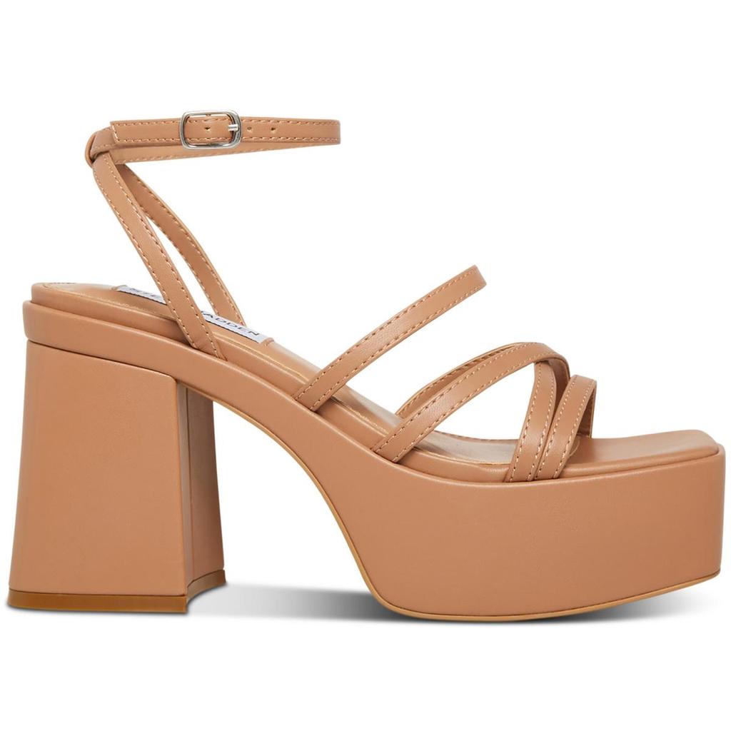 Steve Madden Barb Womens Leather Ankle Strap Platform Heels