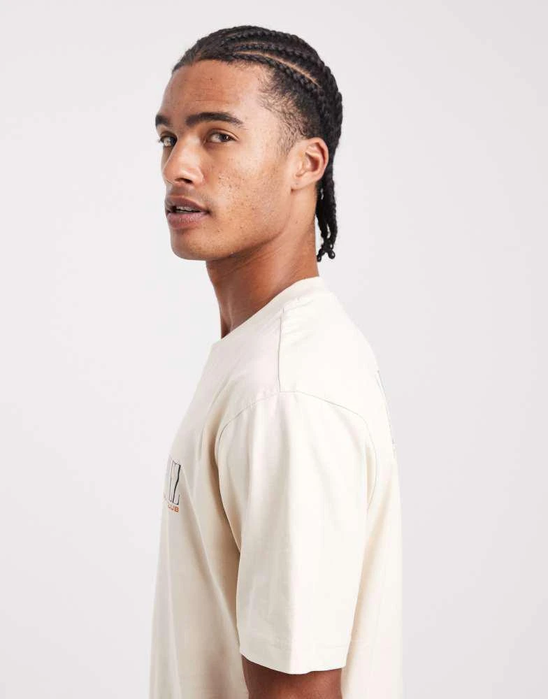 Parlez Parlez screen printed sailing graphic logo t-shirt with back print in light beige 4