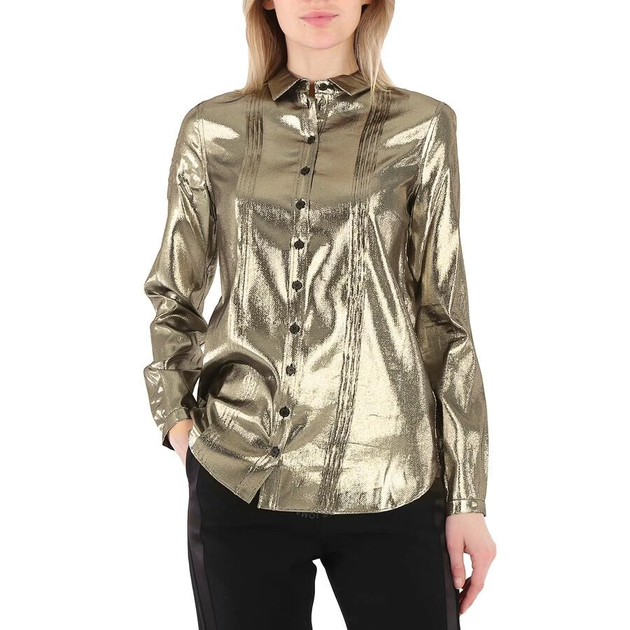 Burberry Ladies Pintuck Detail Silk Shirt 1