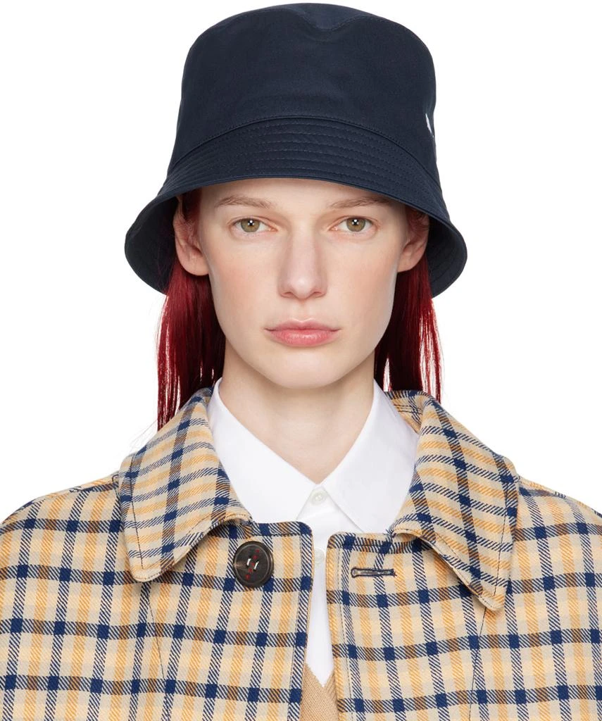 Marni Navy Bio Gabardine Embroidered Logo Bucket Hat 1