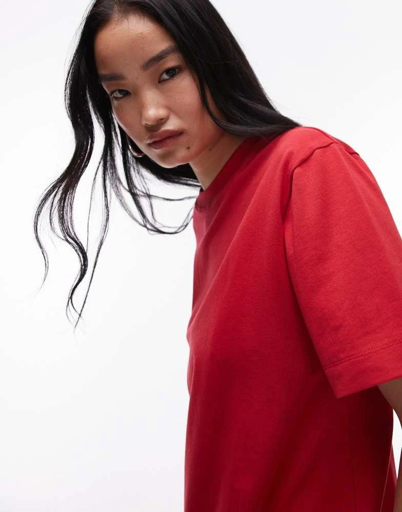 Topshop Topshop premium basic short sleeve tee in red 2