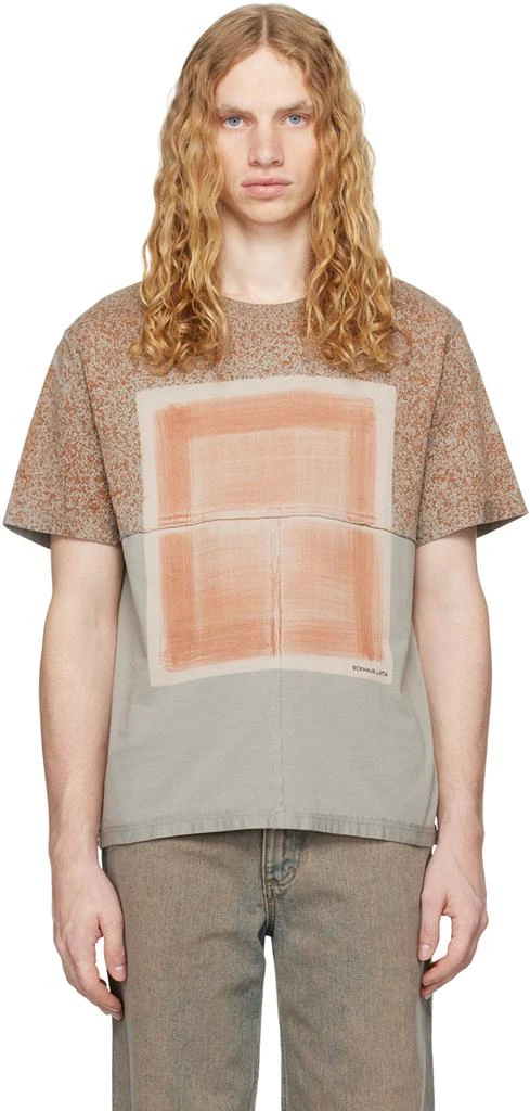 Eckhaus Latta Taupe & Orange Lapped T-shirt 1