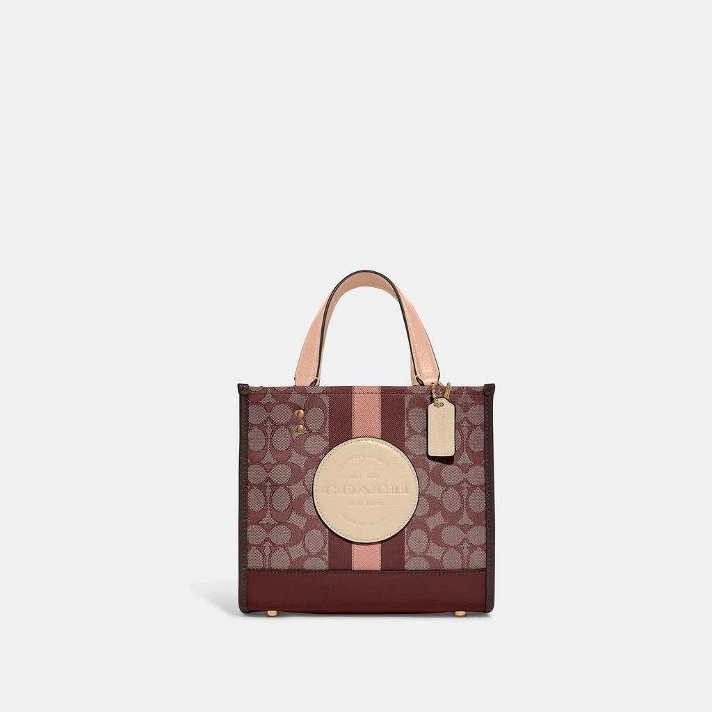 Coach Coach Outlet Dempsey Tote 22 In Signature Jacquard With Stripe And Coach Patch 1