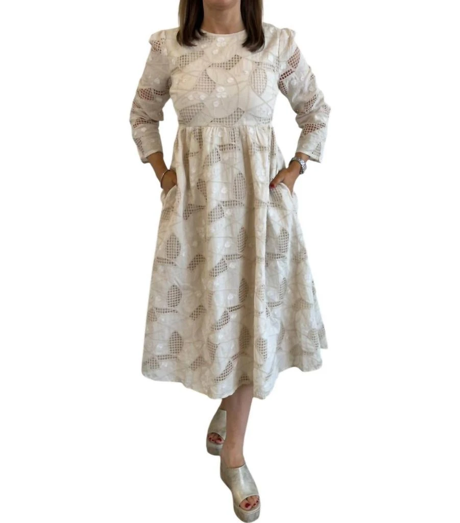 knee length dresses for ladies Stitch Detailed Midi Dress – English Factory main image 0