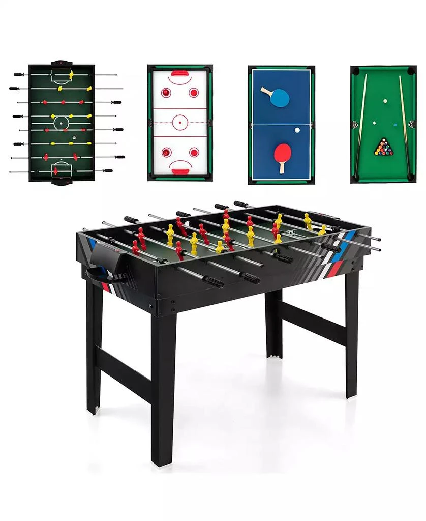 Costway 4-in-1 Combo Game Table 49" Foosball with Pool Billiards Air Hockey Table Tennis 5