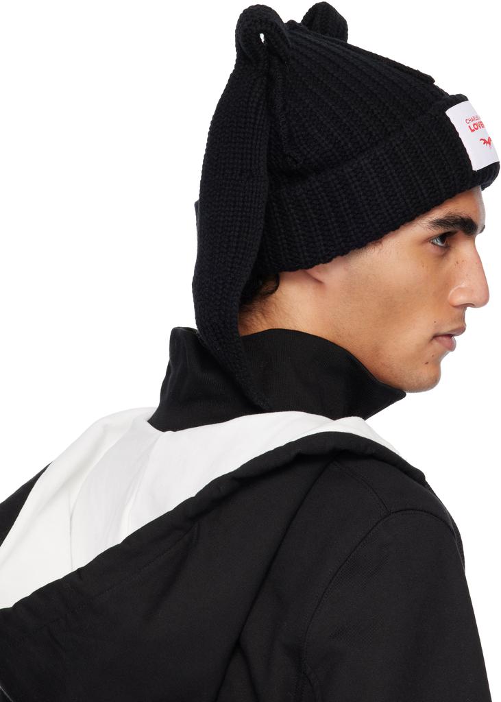 Black Chunky Rabbit Beanie – On Sale Now with Up to 10% Off