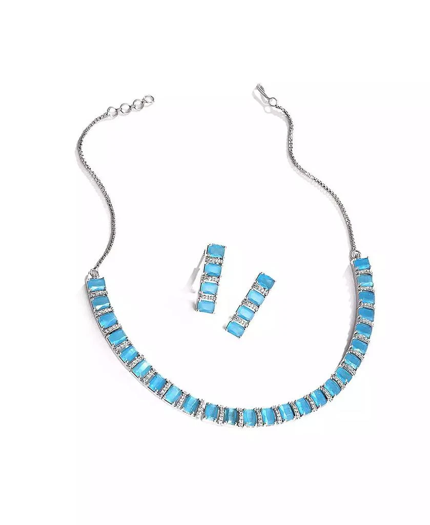 SOHI Women
s Blue Crystal Bling Necklace And Earrings (Set Of 2)