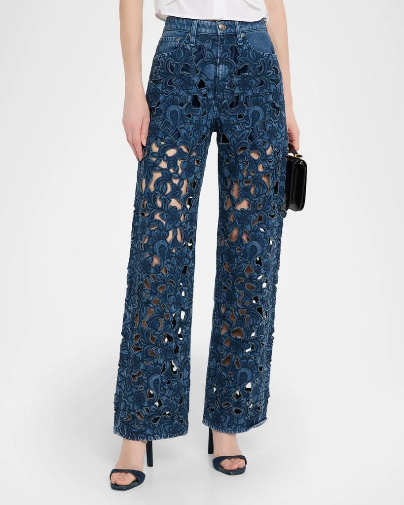 Rag 
Bone Logan Mid-Rise Floral Cut-Out Jeans 4