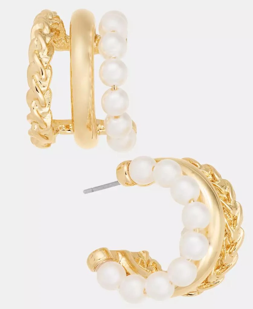 On 34th Imitation Pearl Hoop Earrings, Macy
s Exclusive