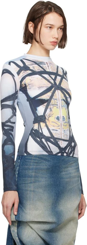 Y/Project Blue Bondage Print Long Sleeve Fitted T-shirt 2