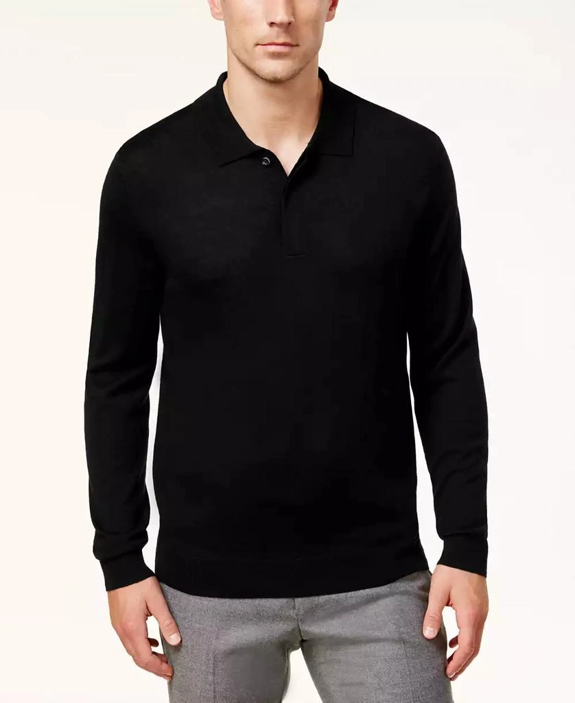 Club Room Men
s Merino Wool Blend Polo Sweater, Created for Macy
s