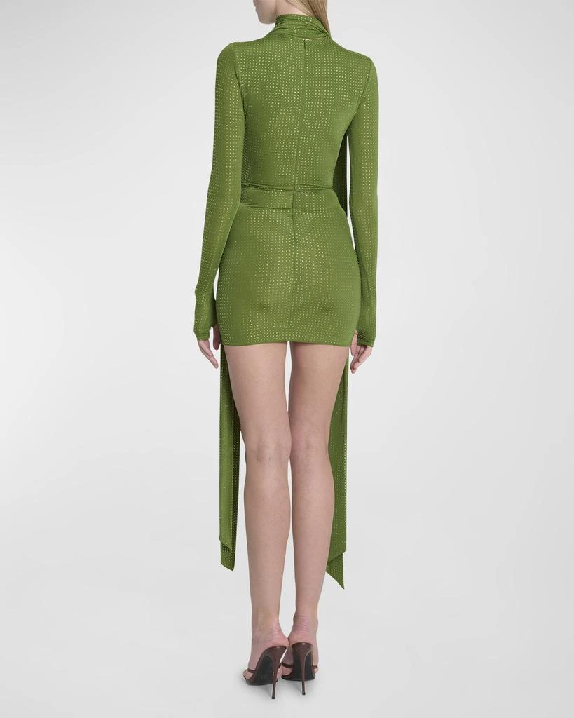 Alex Perry Crystal Embellished Long-Sleeve Scarf-Neck Mini Dress 4