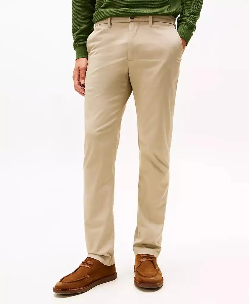 Tommy Hilfiger Men's Denton Slim-Straight Fit Printed Grid Pattern Chino Pants