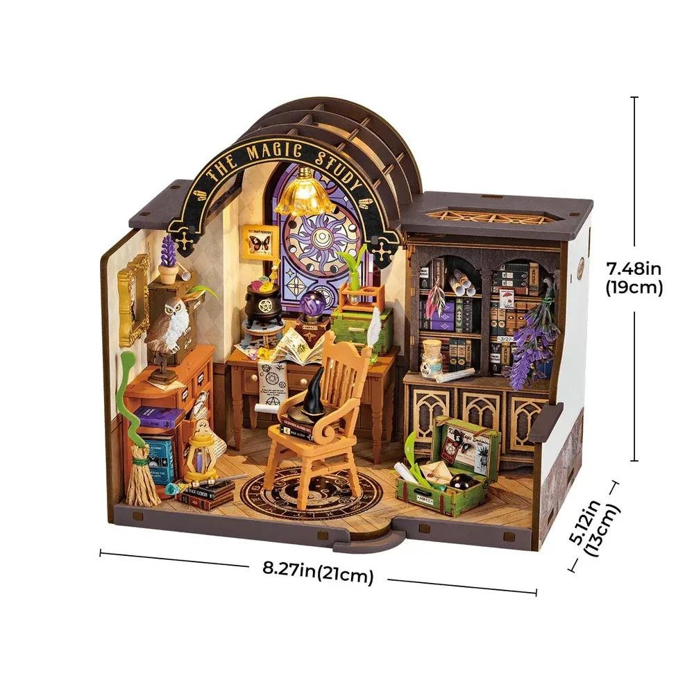 Robotime Rolife Magic Study DIY Miniature House with Decorative Magic Notebooks - 3D Wooden Puzzle DG166