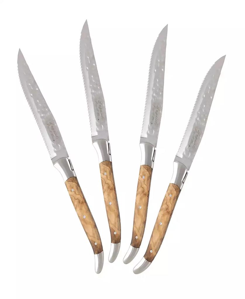 French Home Laguiole Connoisseur Olivewood Handle BBQ Steak Knives, Set of 4