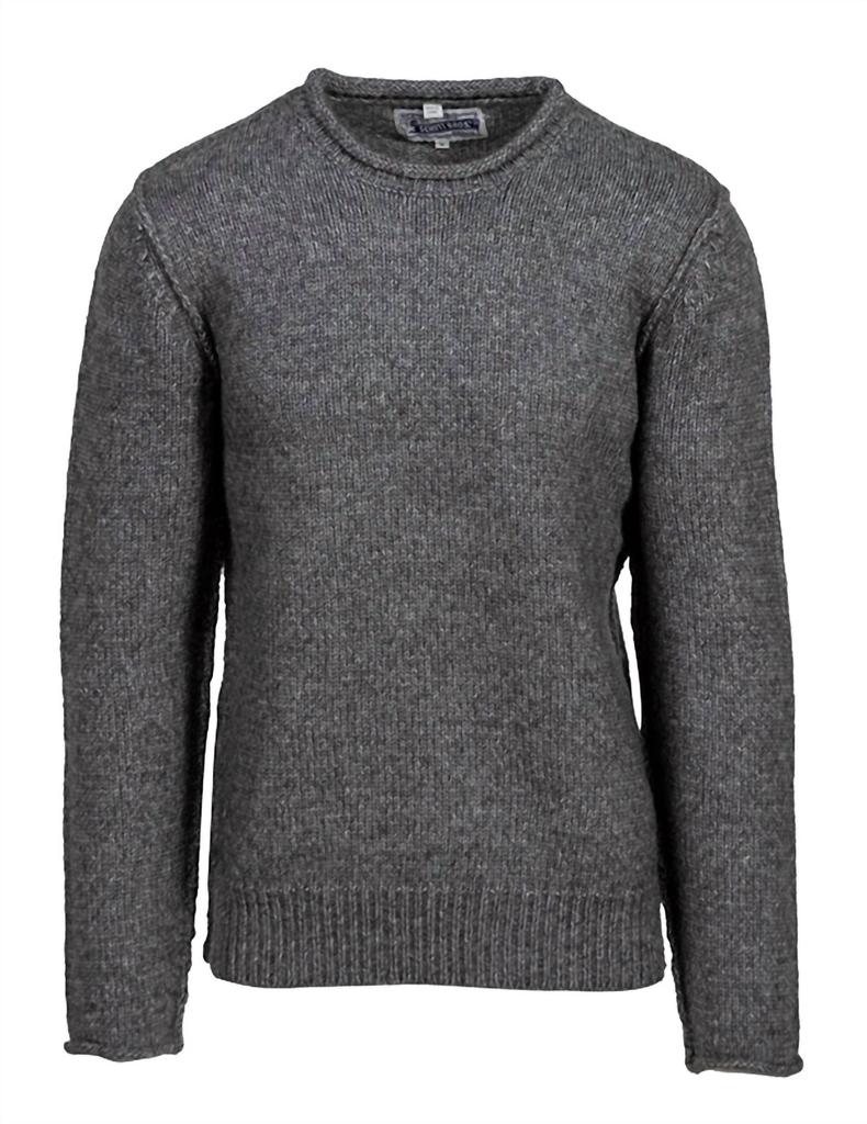 Schott Rolled Edge Crewneck Sweater In Charcoal