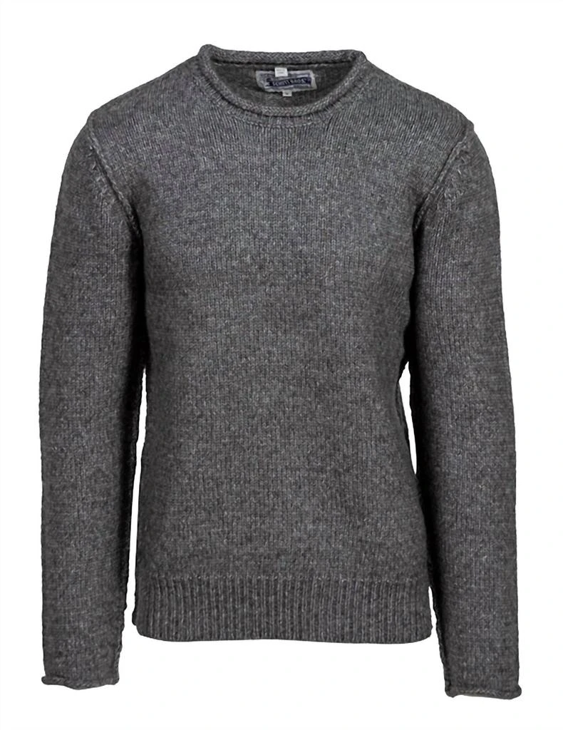 Schott Rolled Edge Crewneck Sweater In Charcoal 2