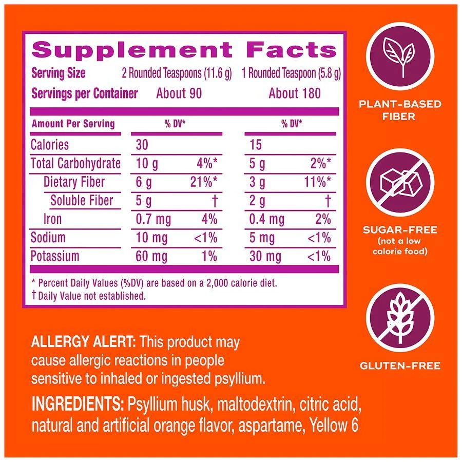 Metamucil 4-in-1 Psyllium Fiber Powder Orange 3