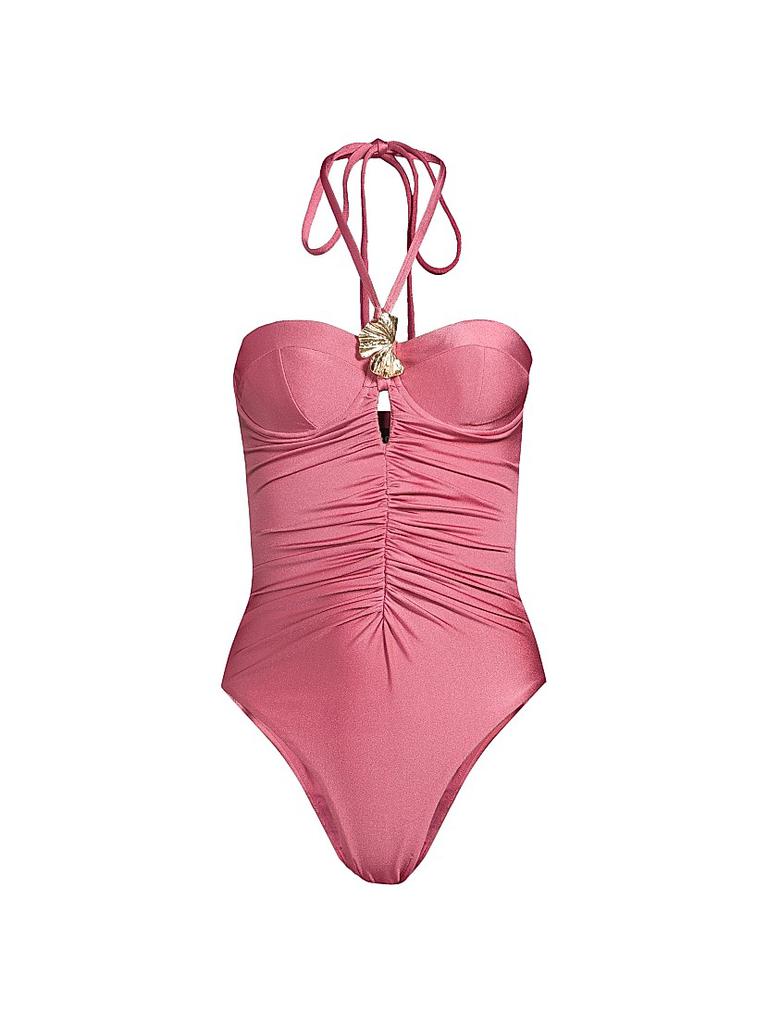 PatBO Seashell Halter One-Piece Swimsuit