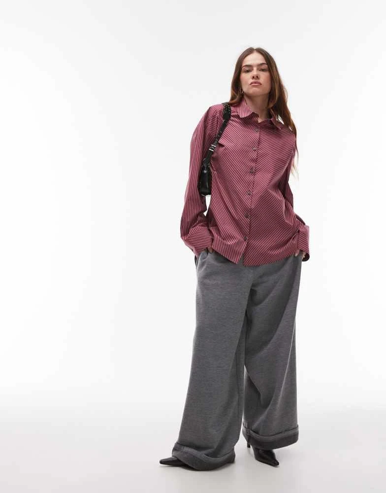 Topshop Topshop oversized shirt in red stripe 4