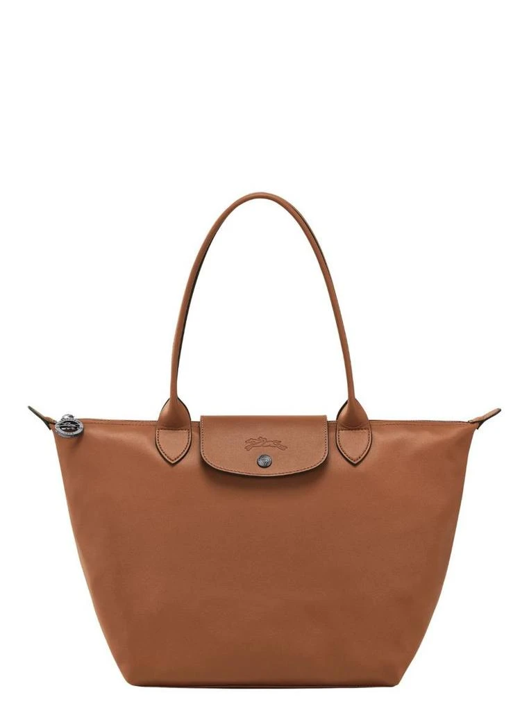 Longchamp 'M Le Pliage Original' Brown Handbag With Embossed Logo In Canvas Woman 1