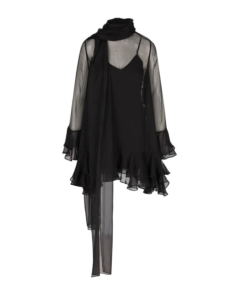 Valentino Ruffled Scarf Detailed Long-sleeved Dress 1