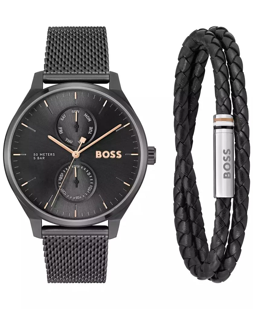 Hugo Boss Men's Tyler Giftset Quartz Multifunction Ionic Plated Black Steel Watch, 43mm 2