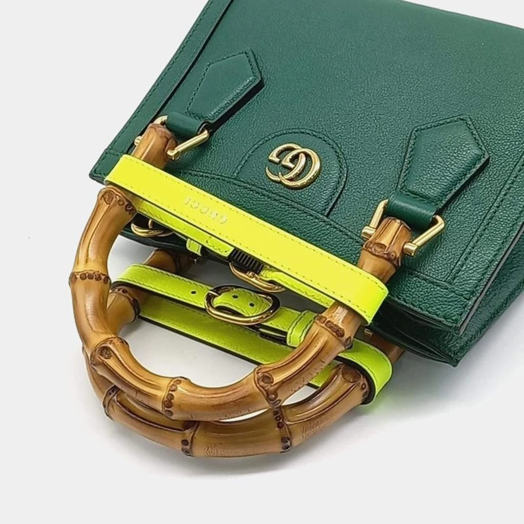 Gucci Gucci Green Leather Diana Tote Bag 3
