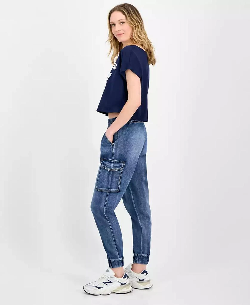 Almost Famous Juniors' Mid Rise Two Button Fly Cargo Jogger Jeans 2