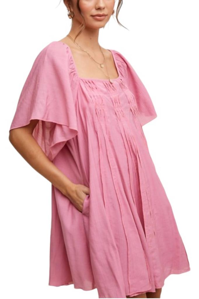 Listicle Ruffle Design Babydoll Dress In Pink