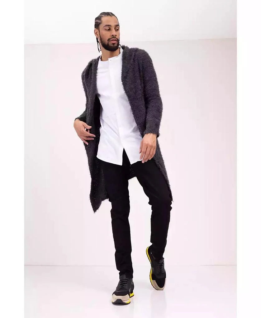 RON TOMSON Men's Modern Fuzzy Long Cardigan Sweater 1
