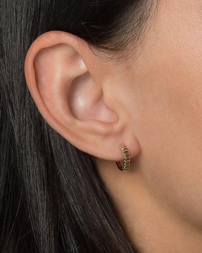 Zoe Lev 14K Yellow Gold Notched Huggie Hoop Earrings