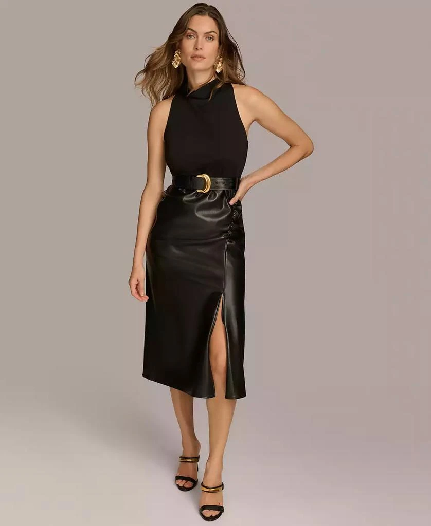 Women's Mixed-Media Belted Midi Dress  On Sale Now with Up to 48% Off |  Discover Exclusive Deals & Savings at BeyondStyle  Authentic Donna Karan  dress|women's clothing, shoes & accessories|dresses with