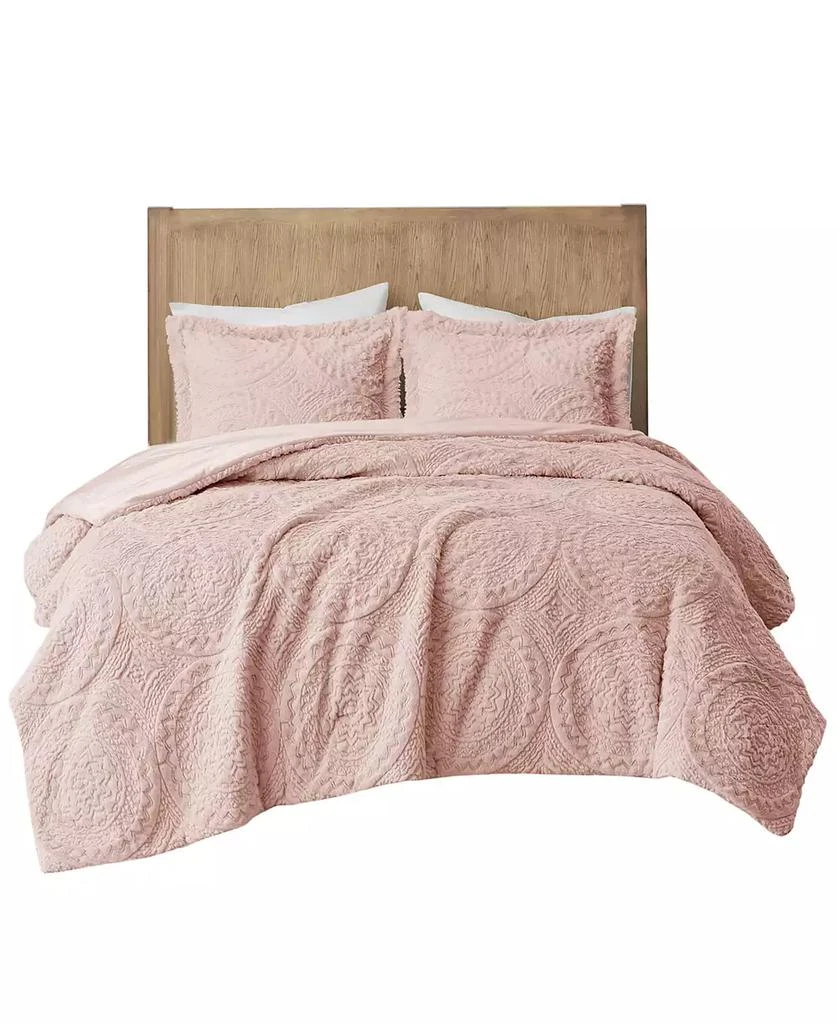 Macy's Arya Embroidered Medallion Faux Fur 3-Pc. Comforter Set 34