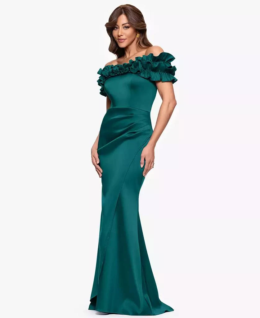 XSCAPE Women's Ruffled Off-The-Shoulder Long Dress 3