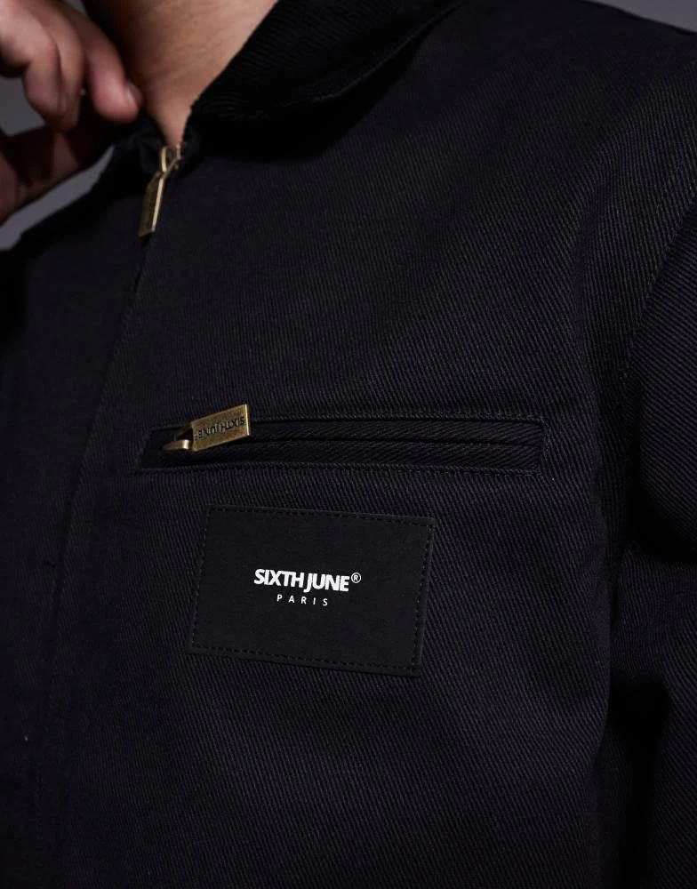 Sixth June Sixth June contrast collar trucker jacket in black 2