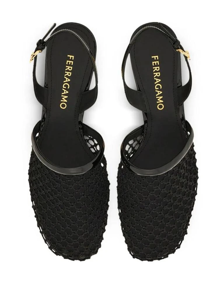 Salvatore Ferragamo Salvatore Ferragamo Kay 40 Mesh And Leather Slingback Shoes 5