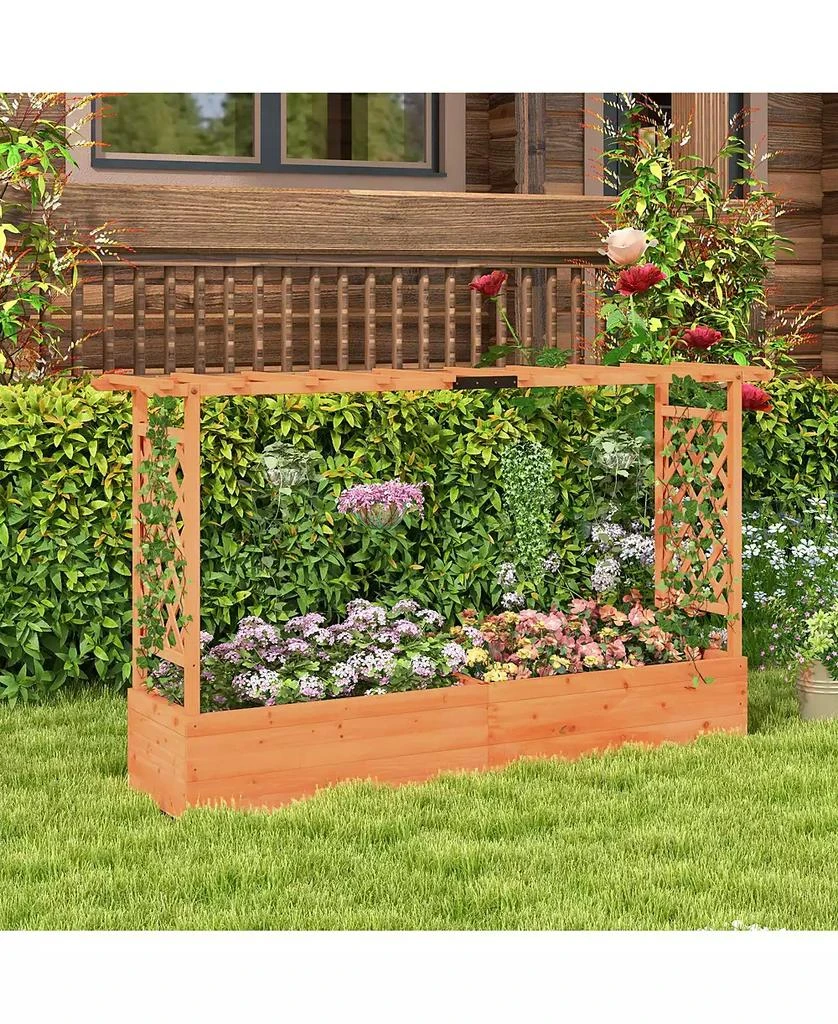 GIVIMO Raised Garden Bed with Side Trellis Hanging Roof and Planter Box 5
