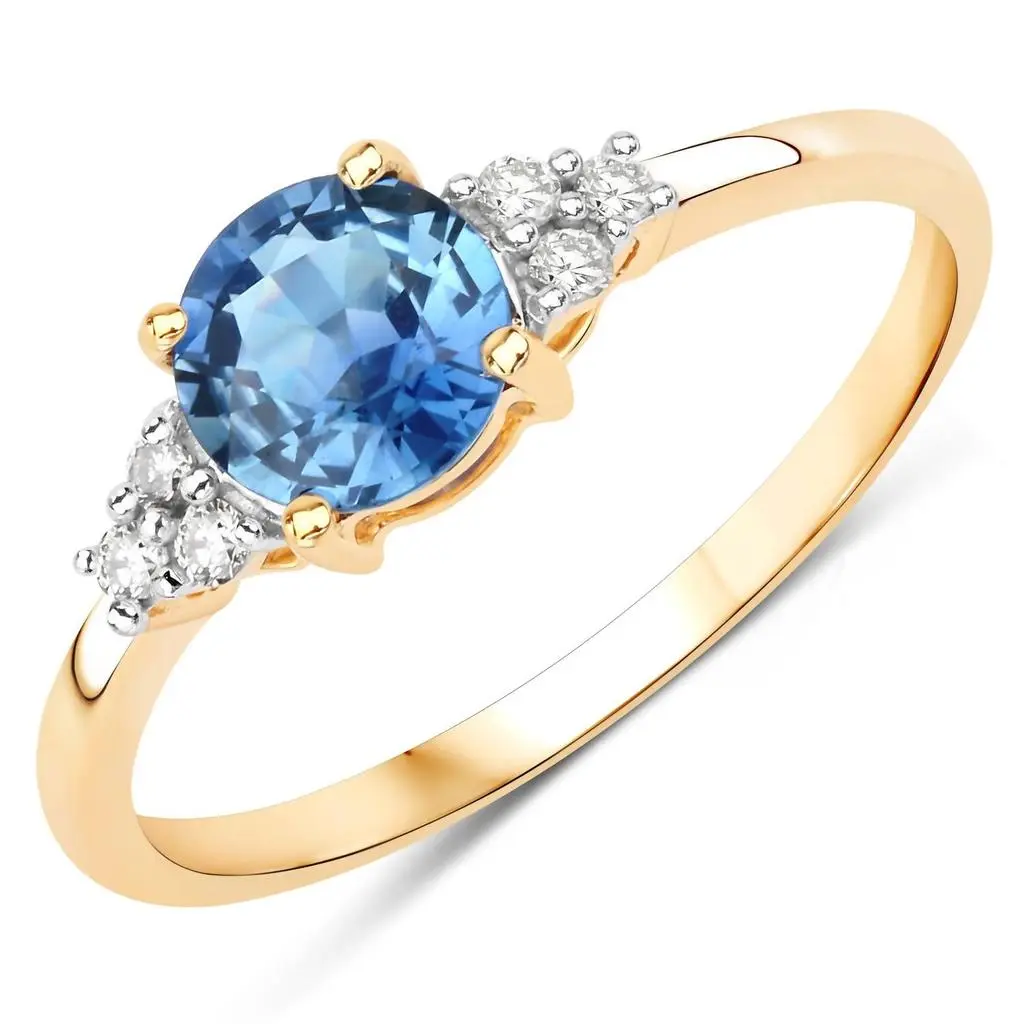 Diana M Jewels Diana M Jewels - Women's Round Natural Blue Sapphire Fashion Ring (1.08 Ct) - Petite