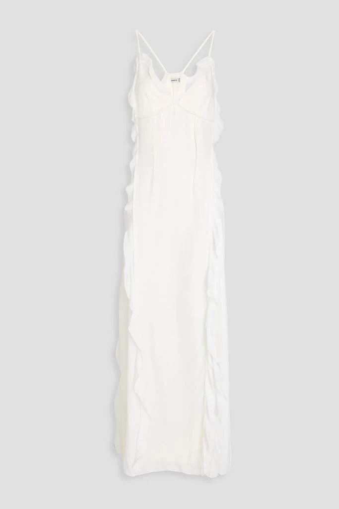 SIMKHAI Emily ruffled cupro-blend crepe maxi dress 1