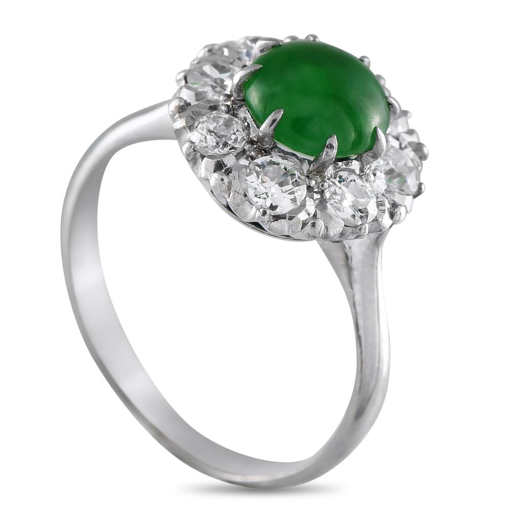 LB Exclusive Platinum 0.70ct Diamond and Jade Ring MF15-051425