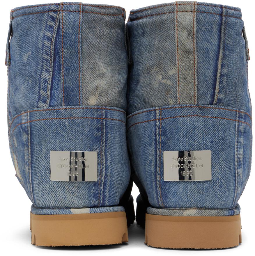 Acne Studios Blue Printed Leather Low Boots - Boots - Free Acne Studios Blue Printed Leather Low Boots - Boots - Free
